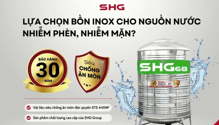 Bồn inox Lộc Phát SHG68 bảo hành tới 30 năm