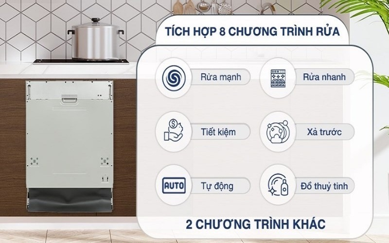 máy rửa bát tích hợp nhiều chức năng thông minh