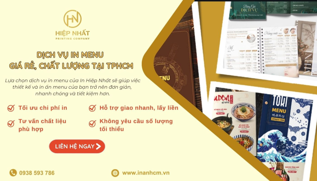 Công ty In Hiệp Nhất - Địa chỉ in menu uy tín tại TPHCM