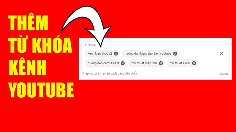 thêm từ khóa cho kênh youtube